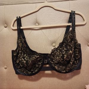 38H Black and Gold Metallic Lace Balconette Bra